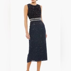 Mac Duggal Sequin Sleeveless Sheath Midi Cocktail Dress New Size 6